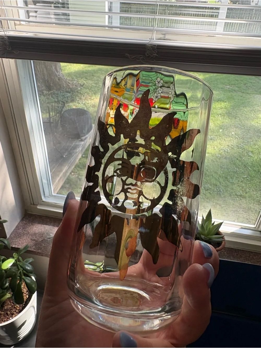 Vintage Italy Sun Moon And Stars Glass